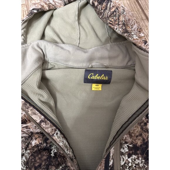 Cabelas Camo Hunting Jacket Mens M Zonz Woodland Deer Zip Up Hooded Coat Y2K - Picture 5 of 6